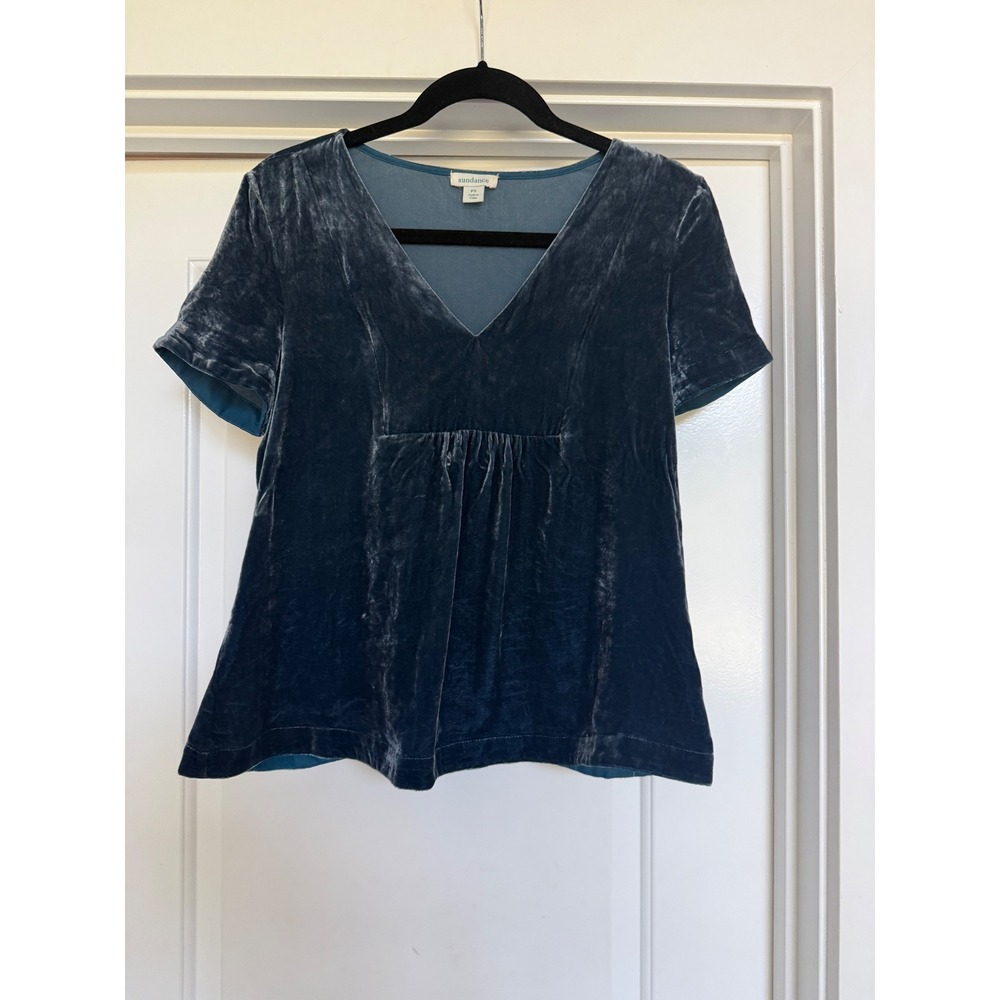 SUNDANCE Womens Top Velvet Silk Blend Empire Waist Boho Chic Holiday PS‎
